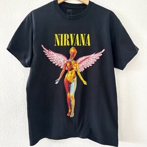 Nirvana T-Shirt Graphic Black Size Medium Cotton Grunge